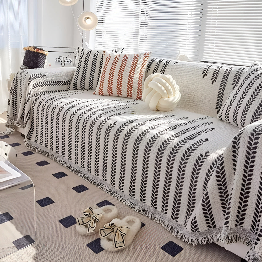 Leaf Fringed Lace Sofa Cover — product detail view
