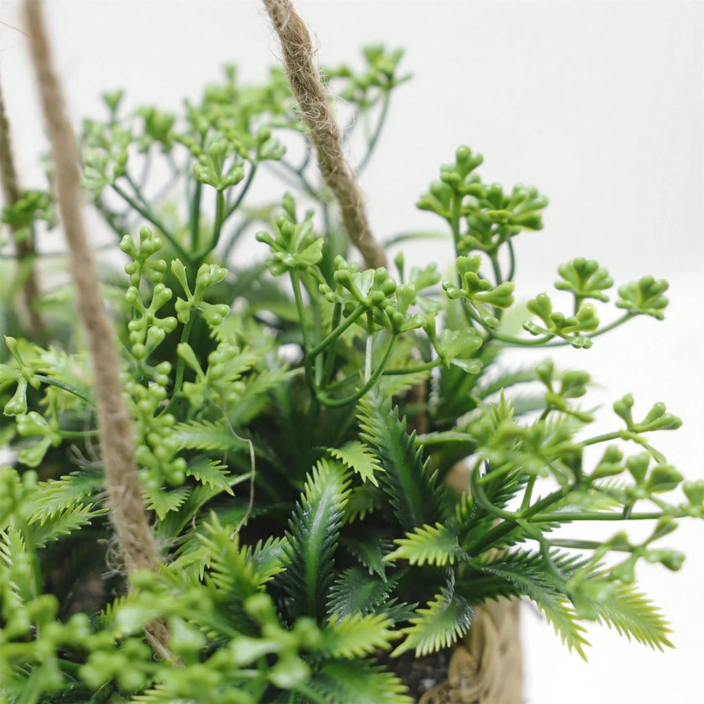 Leafara Hanging Artificial Plant In Woven Basket Pot — product feature detail