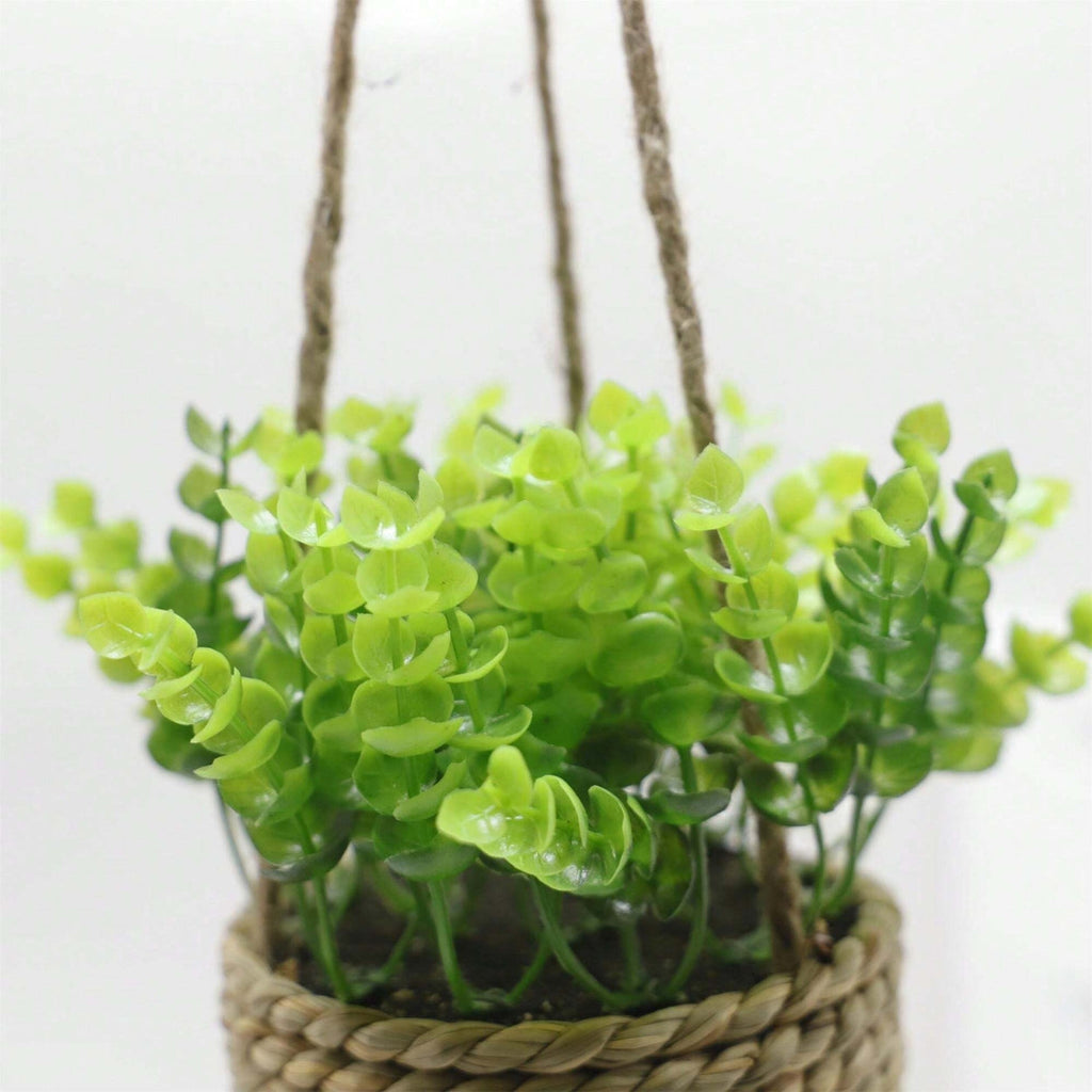 Leafara Hanging Artificial Plant In Woven Basket Pot — lifestyle shot