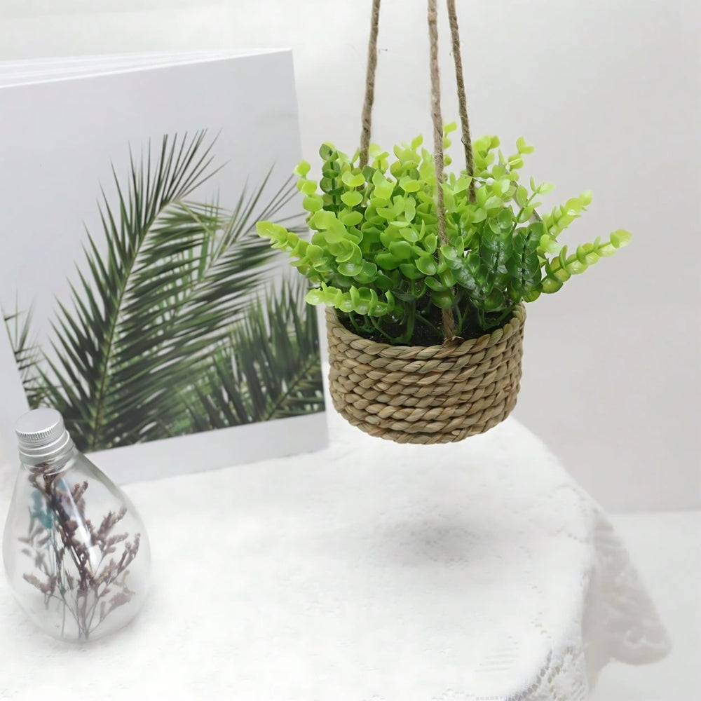 Leafara Hanging Artificial Plant In Woven Basket Pot — size and scale reference