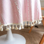 Leafline Embroidered Round Tablecloth — product detail view