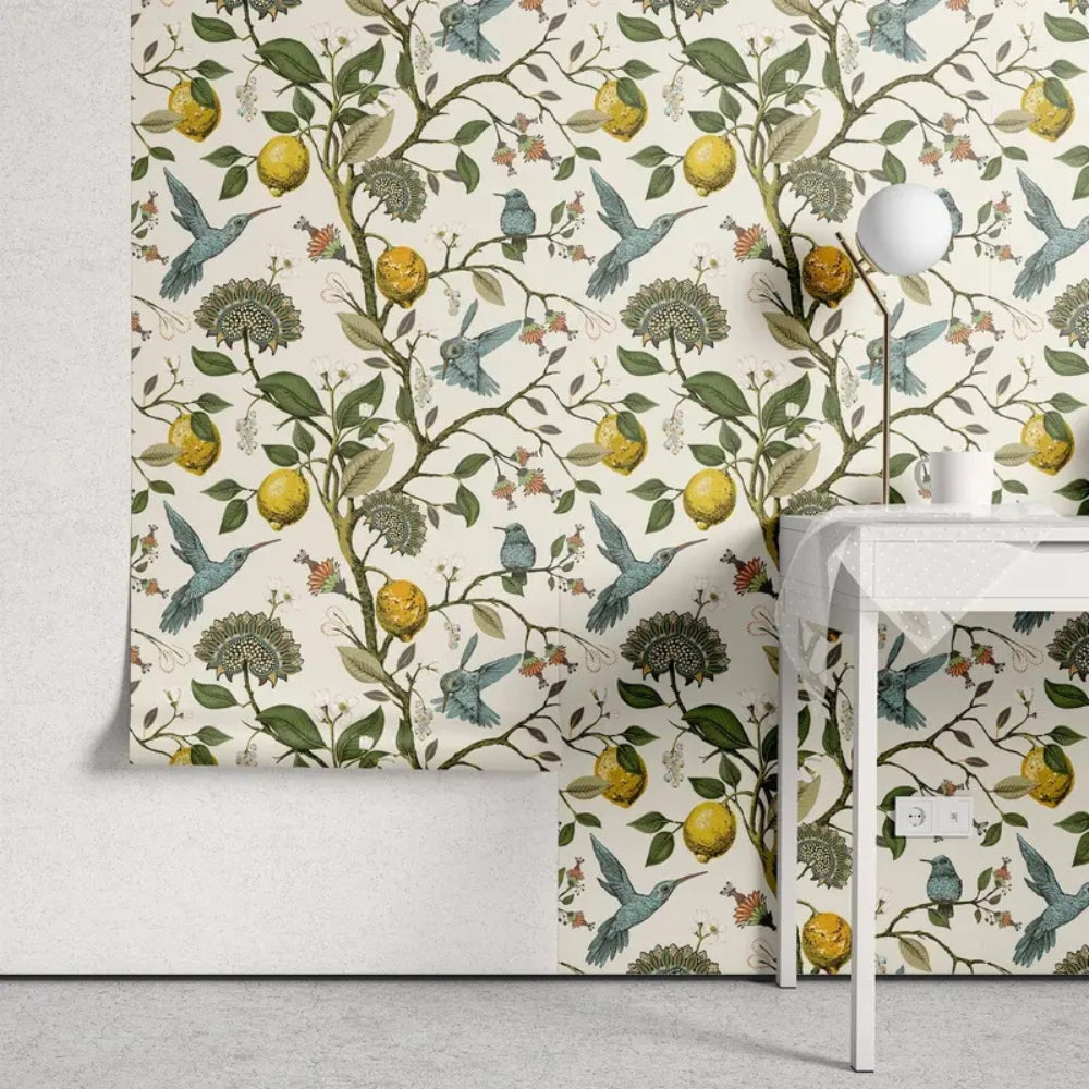 Lemon Bluebird PVC Adhesive Wallpaper — product feature detail