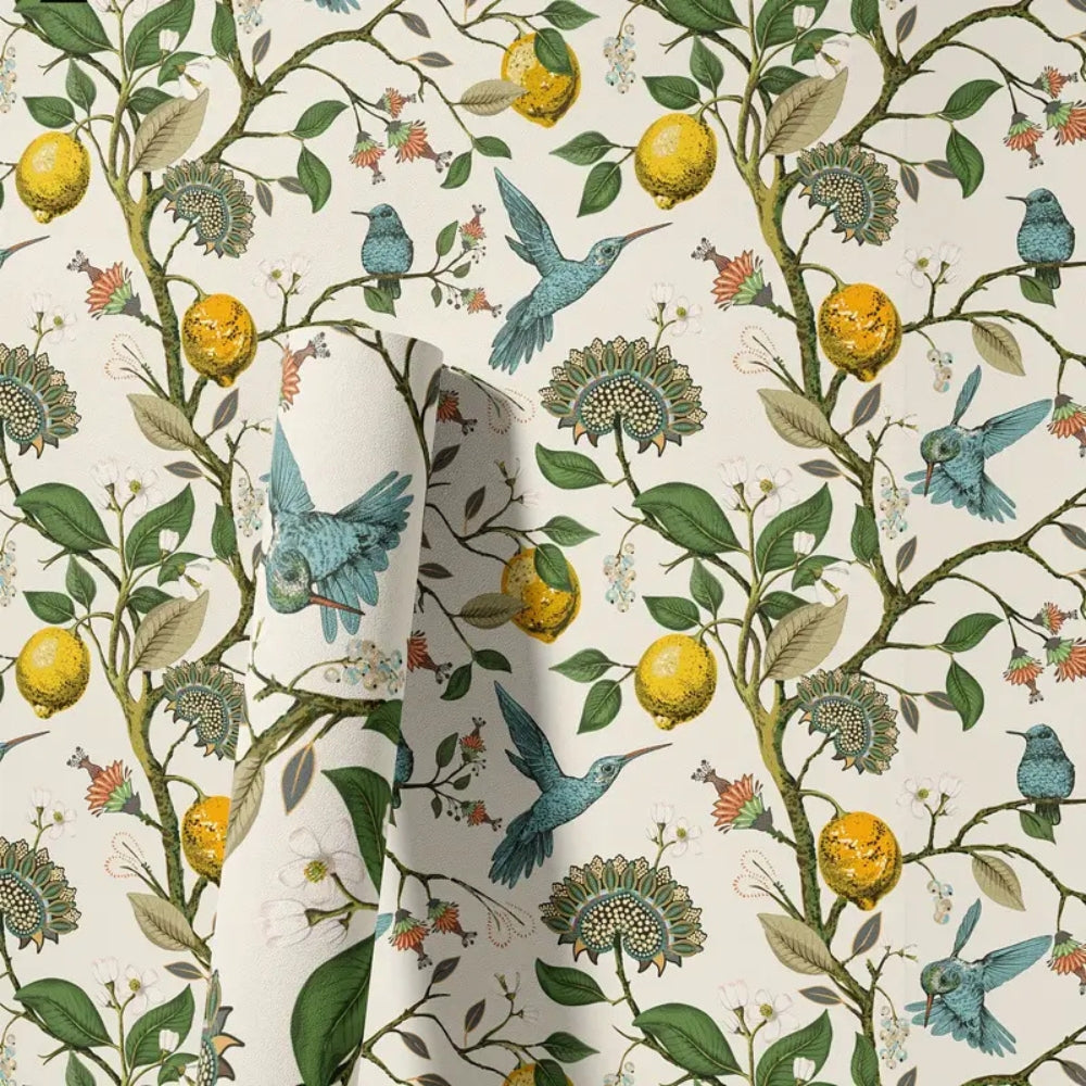 Lemon Bluebird PVC Adhesive Wallpaper — product in use
