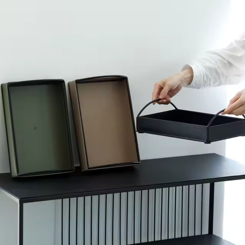 Linéa Faux Leather Display Tray — product in use