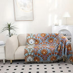 Lotus Bloom Jacquard Cotton Blanket — product in use