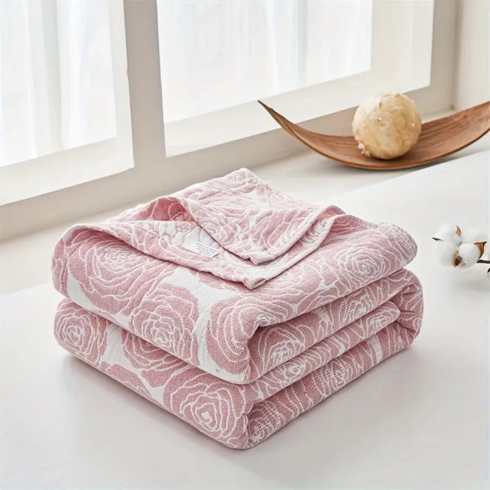 Lure Whisper Rose Cotton Blanket — product close-up
