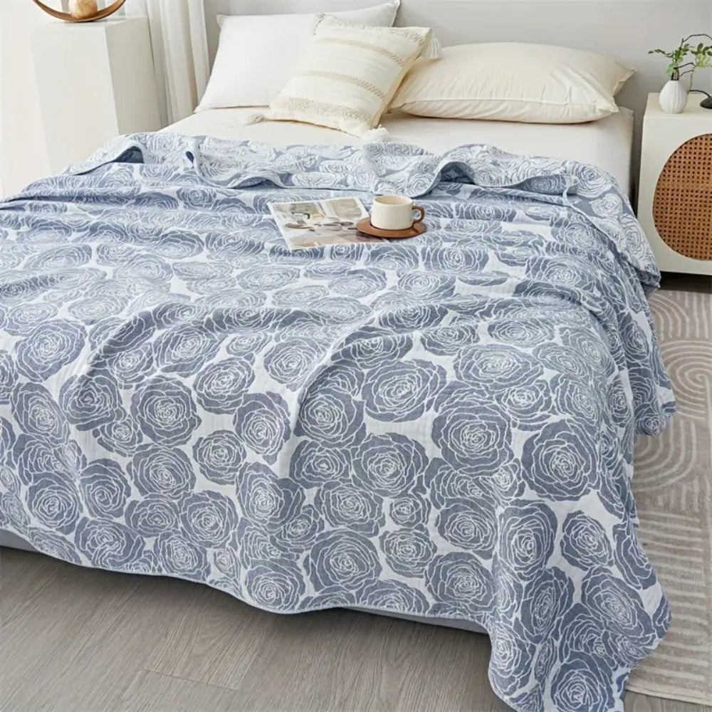 Lure Whisper Rose Cotton Blanket — lifestyle shot