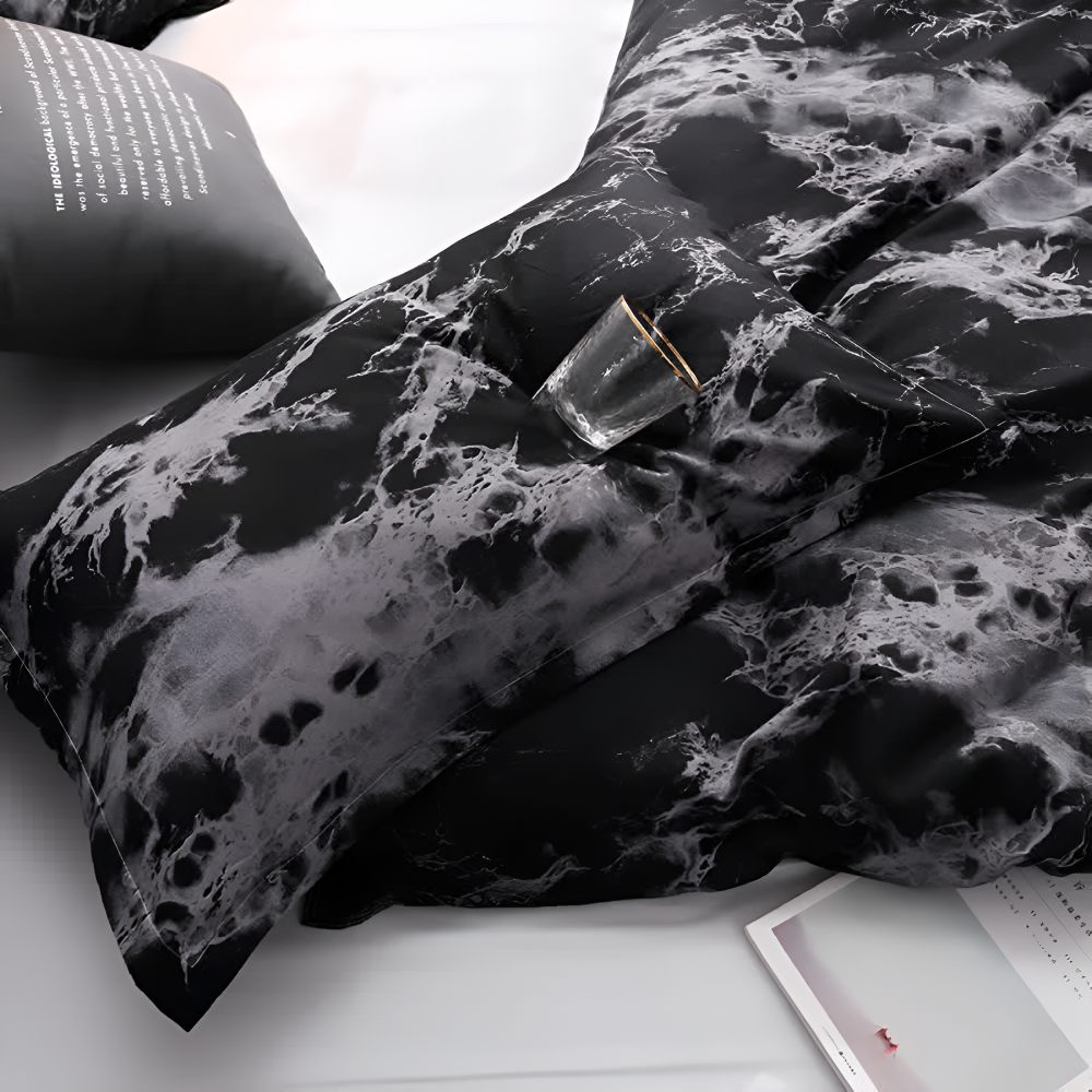 Luxe Black Marble | 3pcs Quilt Cover Sets — product close-up