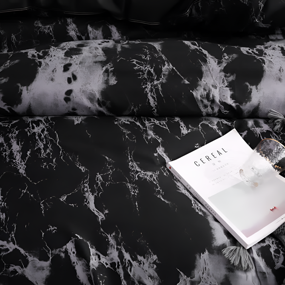 Luxe Black Marble | 3pcs Quilt Cover Sets — lifestyle shot