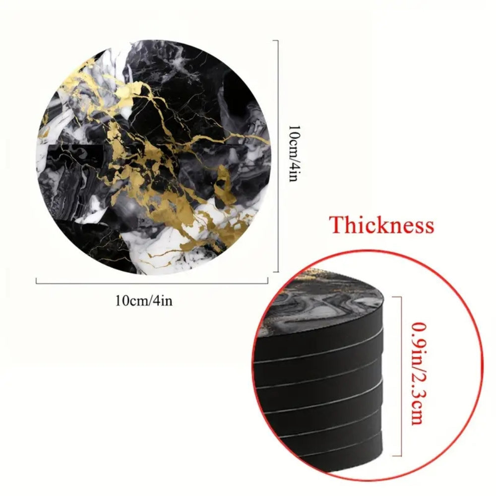 Luxury Marble Effect Drink Coasters | 5pcs Set — product in use