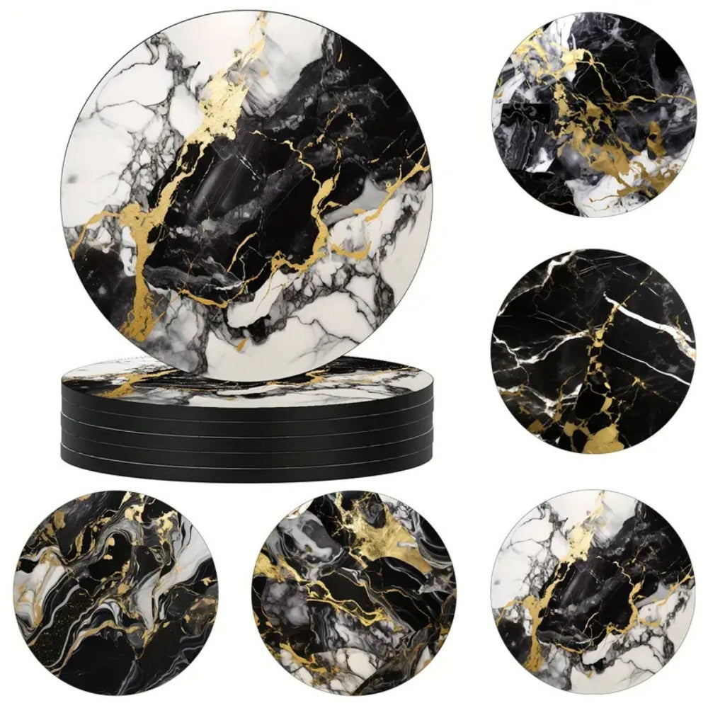 Luxury Marble Effect Drink Coasters | 5pcs Set — alternate angle view