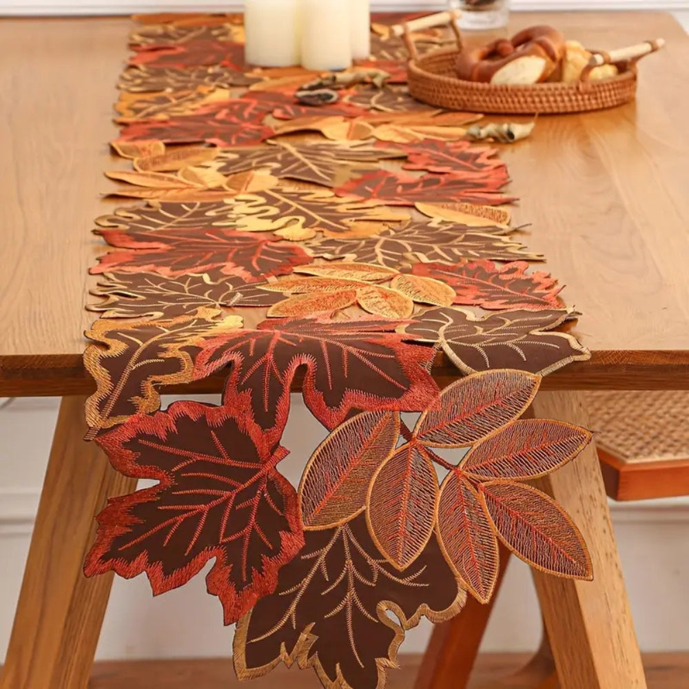 Autumn Leaves Table Runner for Dining Decor — alternate angle view