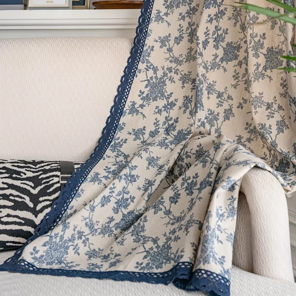 Maribelle Floral Lace-Trimmed Curtain — product detail view