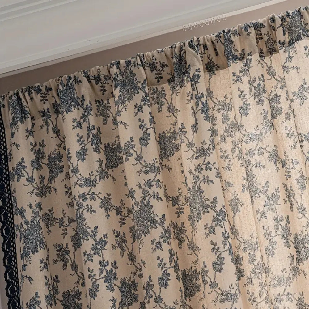 Maribelle Floral Lace-Trimmed Curtain — product close-up