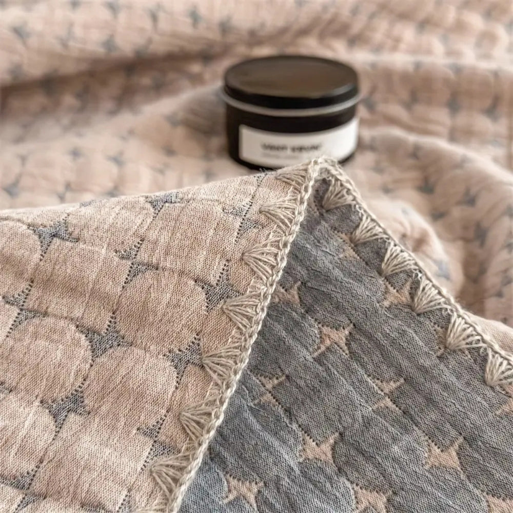 Matelassé Seersucker Reversible Cotton Blanket — product detail view
