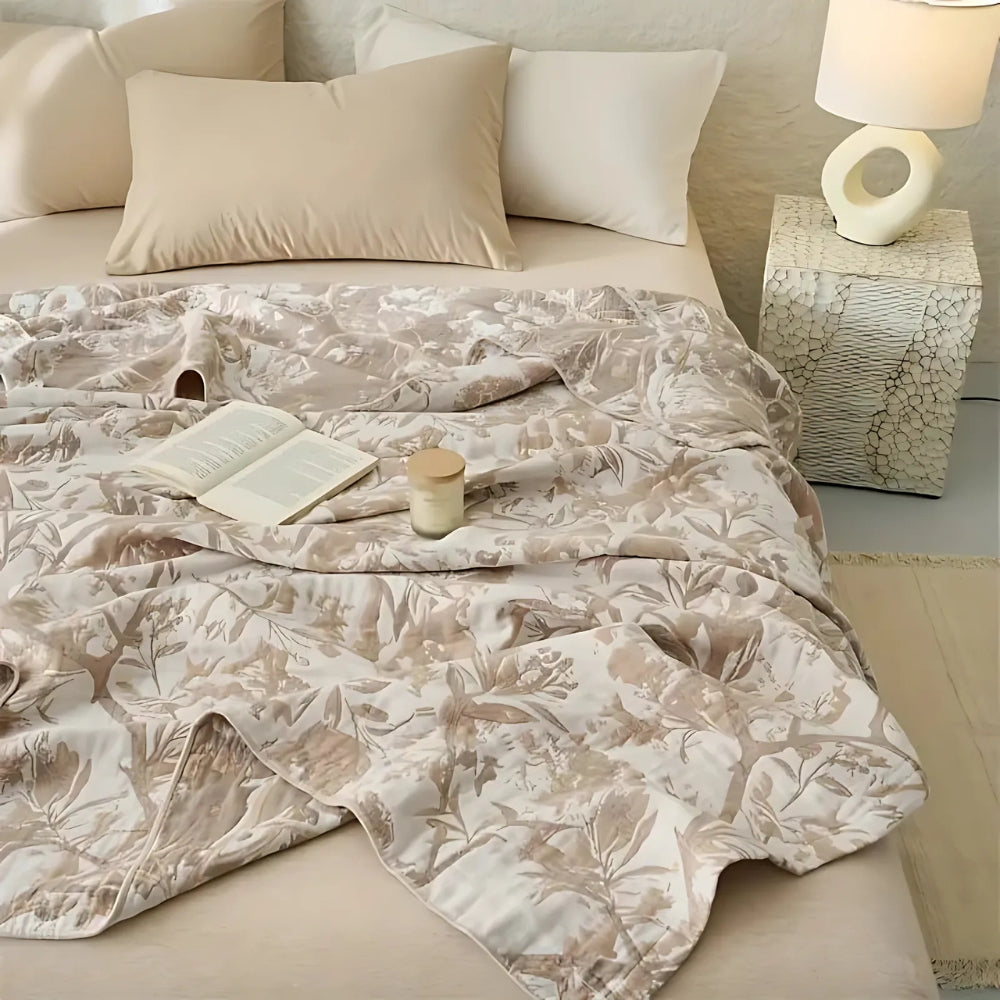 Mirel All-Season Cotton Floral Blanket — product in use