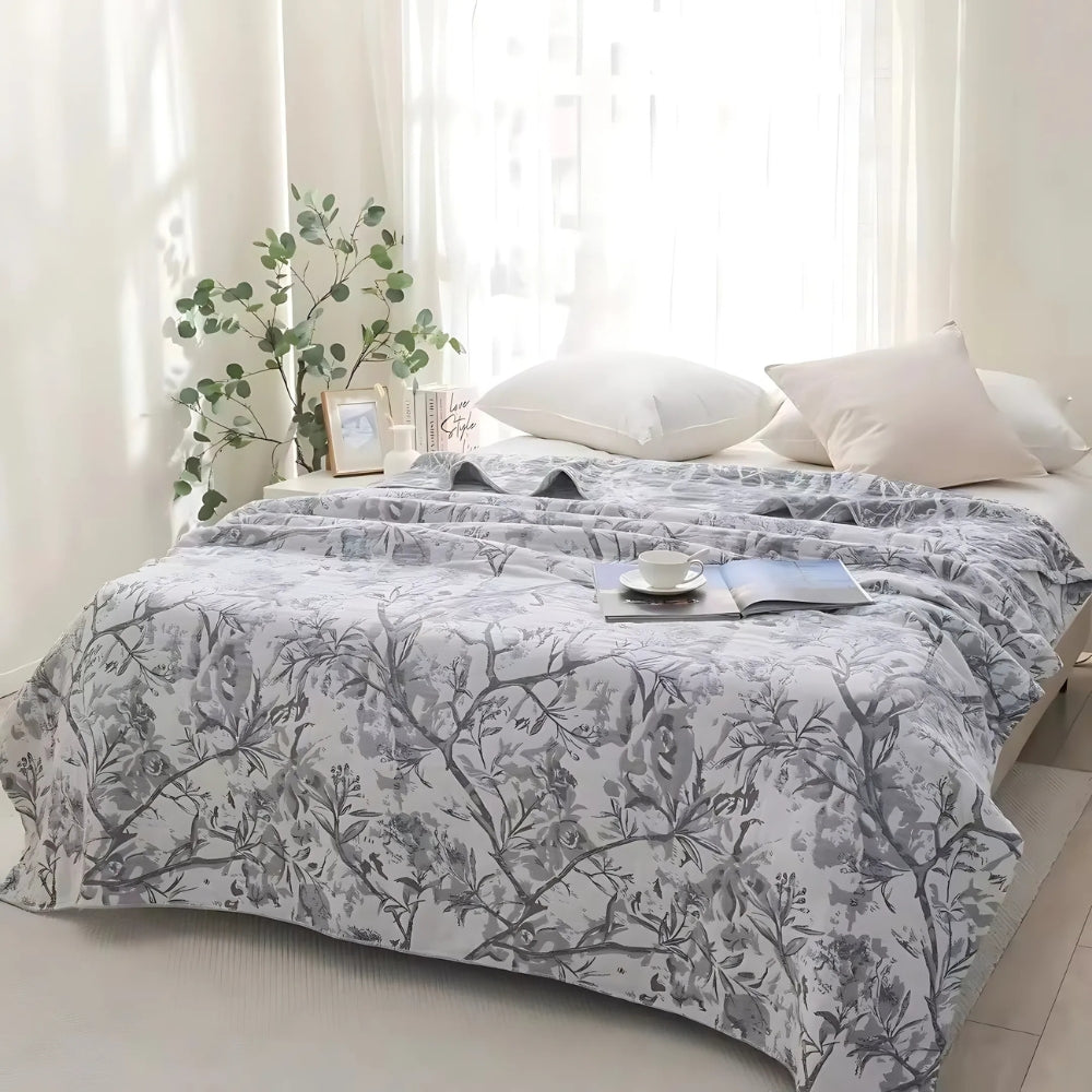 Mirel All-Season Cotton Floral Blanket — product close-up