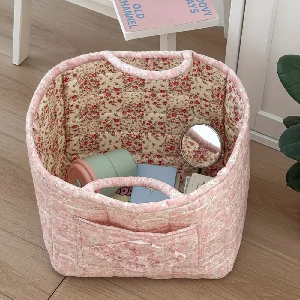 Miscellaneous Floral Quilted Storage Basket — material texture close-up