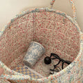 Miscellaneous Floral Quilted Storage Basket — size and scale reference