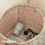 Miscellaneous Floral Quilted Storage Basket — size and scale reference