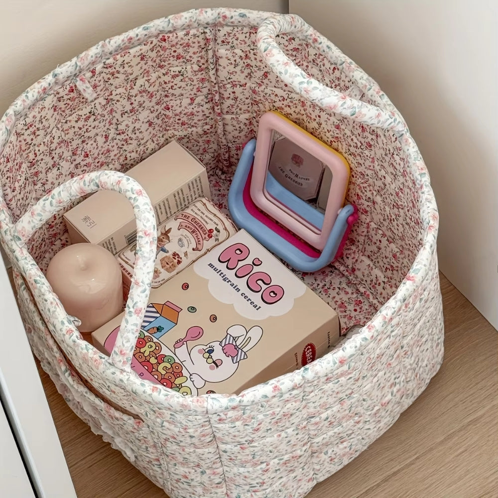 Miscellaneous Floral Quilted Storage Basket — product feature detail