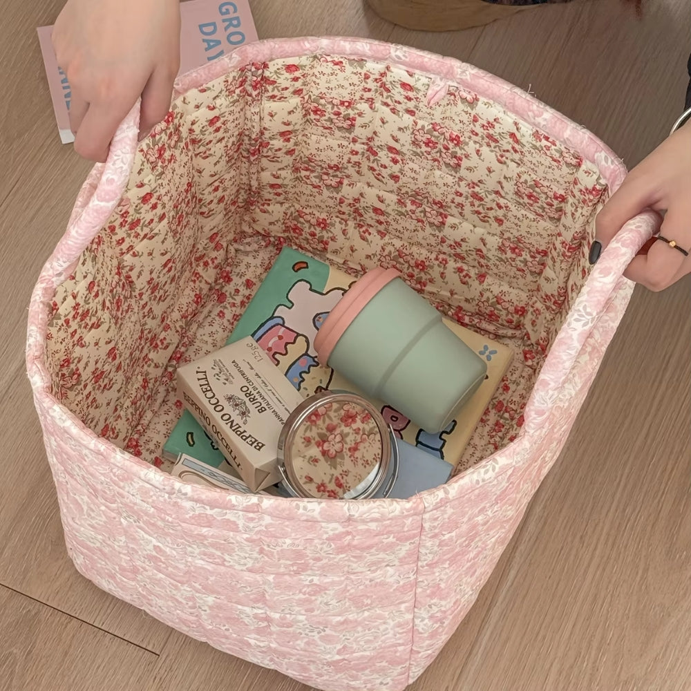 Miscellaneous Floral Quilted Storage Basket — product detail view