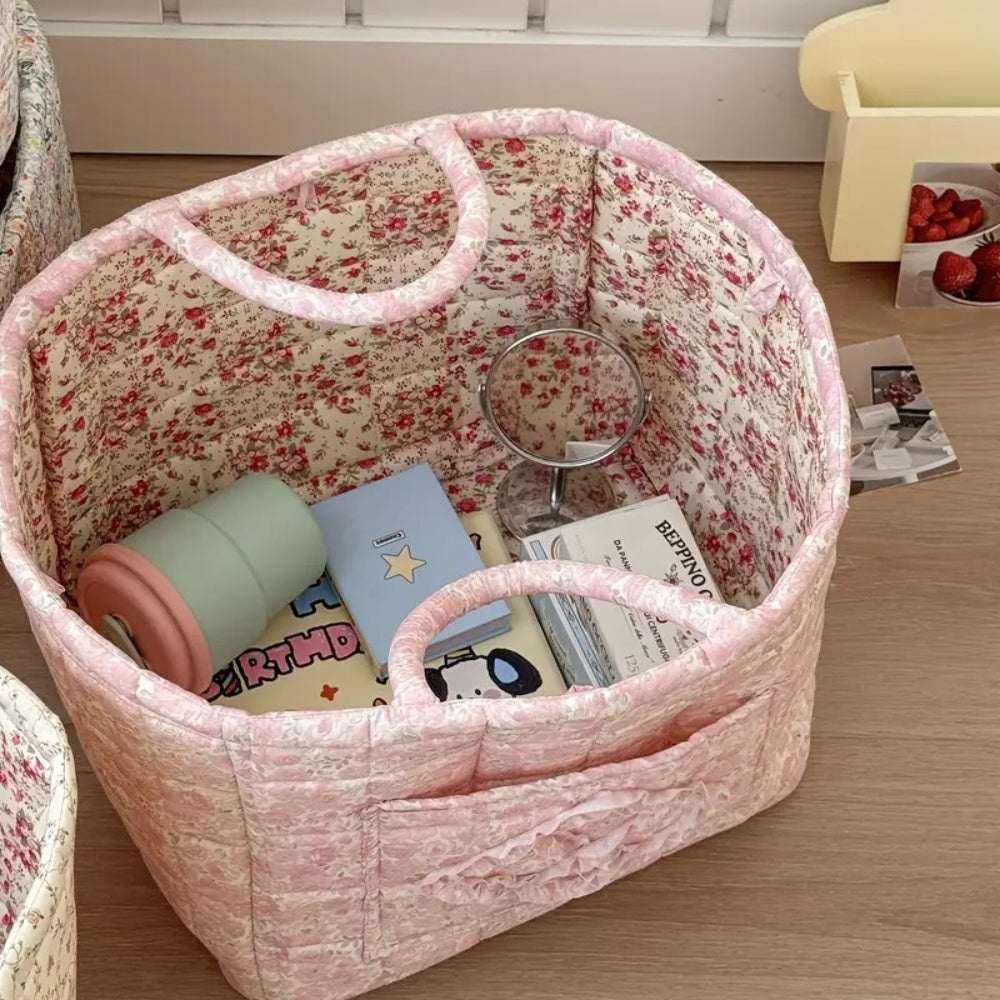 Miscellaneous Floral Quilted Storage Basket — lifestyle shot