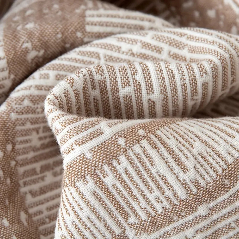 Mixed Tone Geometric Cotton Blanket — lifestyle shot