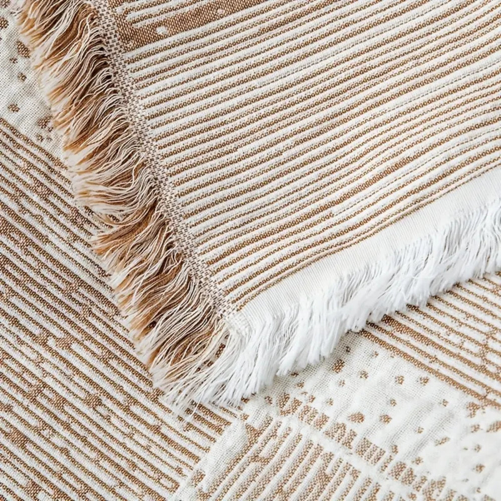 Mixed Tone Geometric Cotton Blanket — alternate angle view