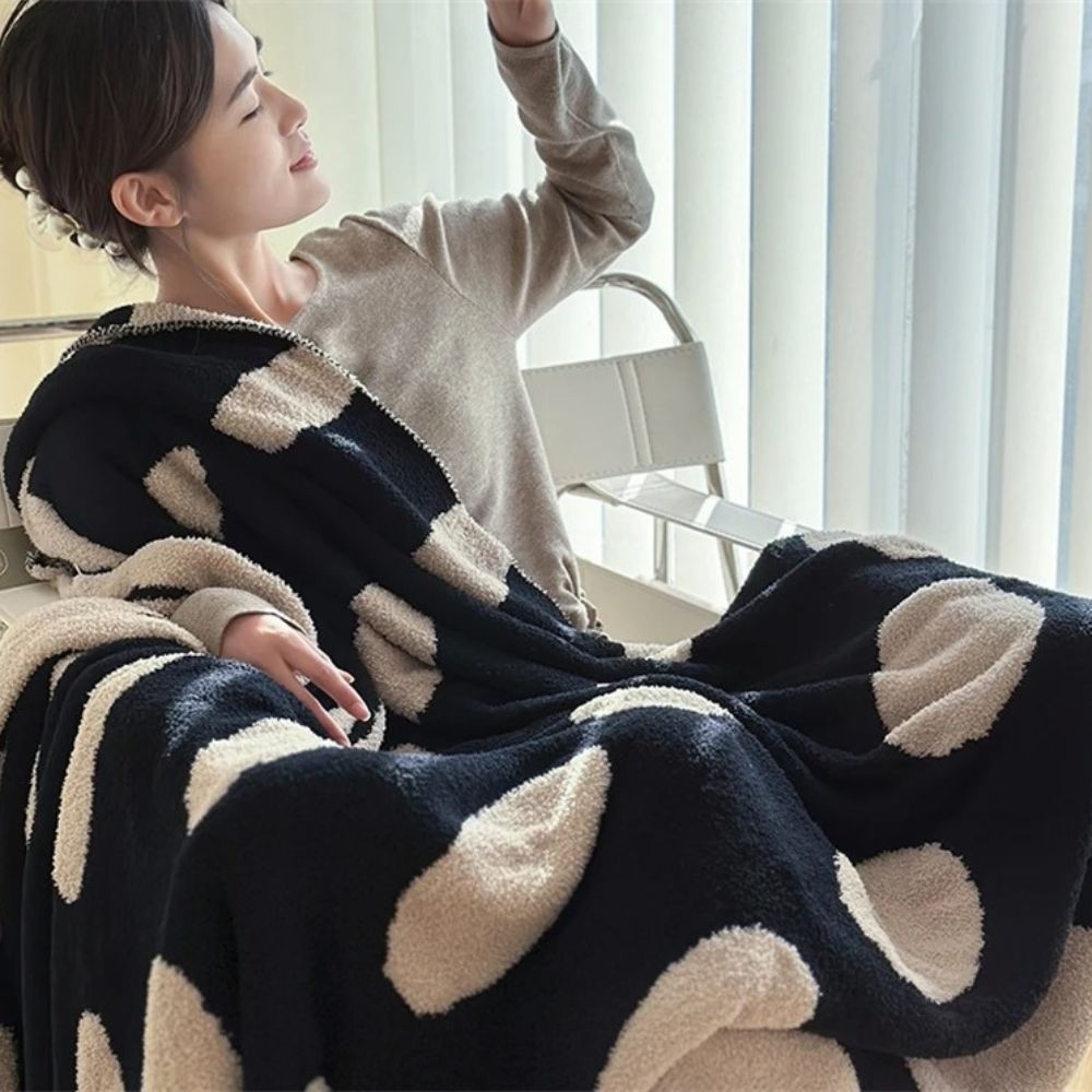 Modern Polka Dot Fleece Blanket — additional view