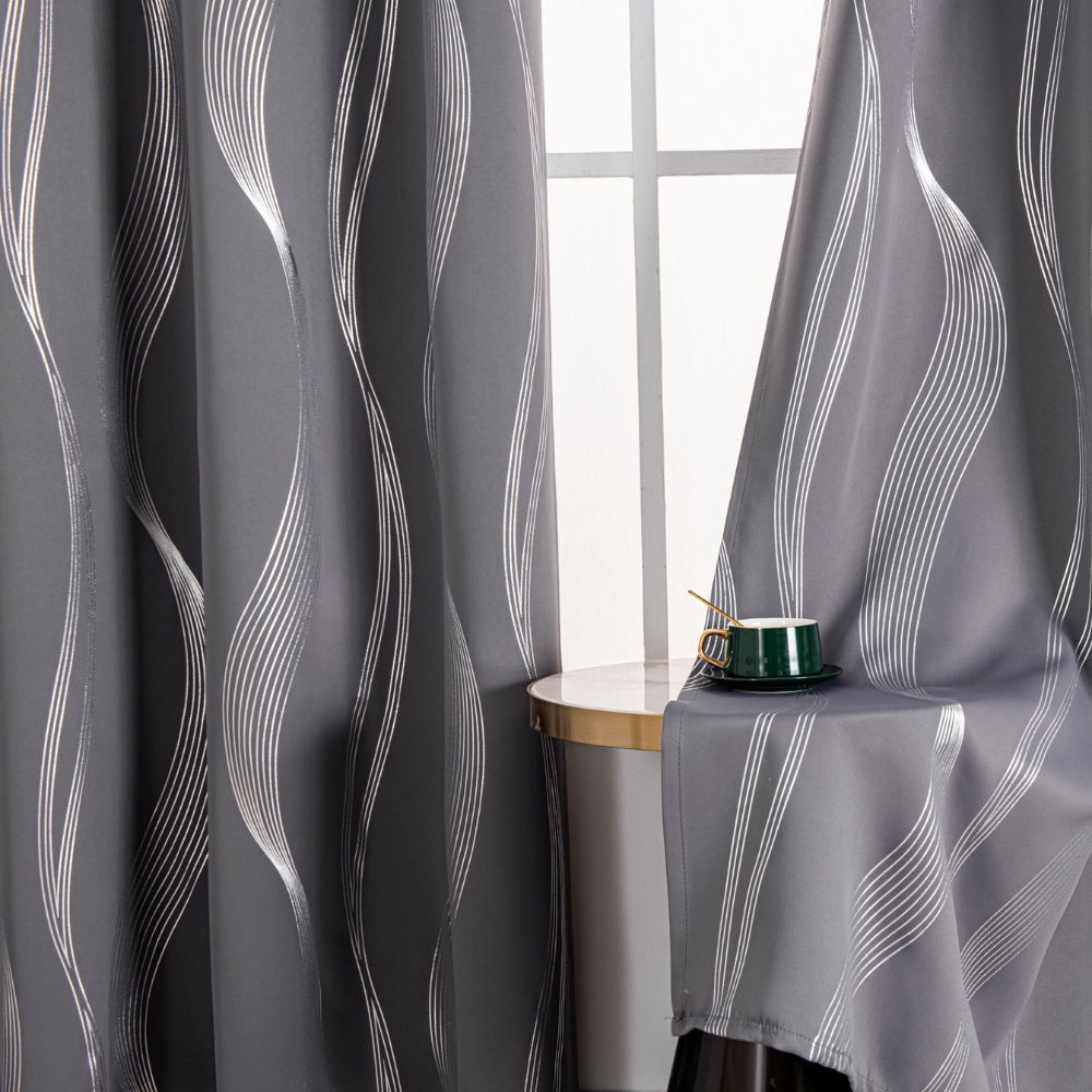 Modern Wave Pattern Blackout Curtain — product detail view