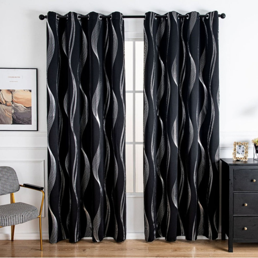 Modern Wave Pattern Blackout Curtain — size and scale reference