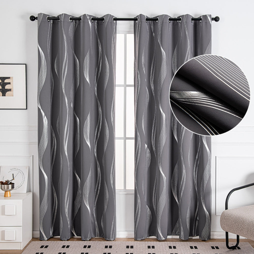 Modern Wave Pattern Blackout Curtain — product in use