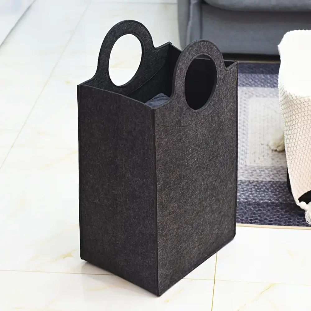Oxford Fold Felt Laundry Basket — alternate angle view