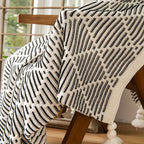 Monochrome Diamond Pattern Throw Blanket — product detail view