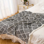 Monochrome Diamond Pattern Throw Blanket — alternate angle view