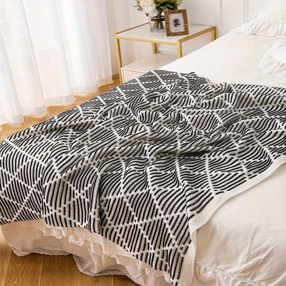 Monochrome Diamond Pattern Throw Blanket — alternate angle view