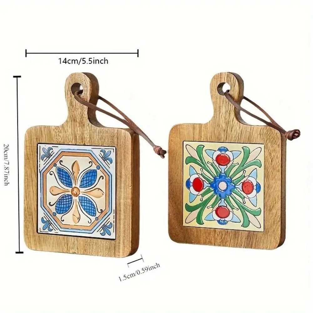 Moroccan Ebony Floral Wooden Trivets — additional view