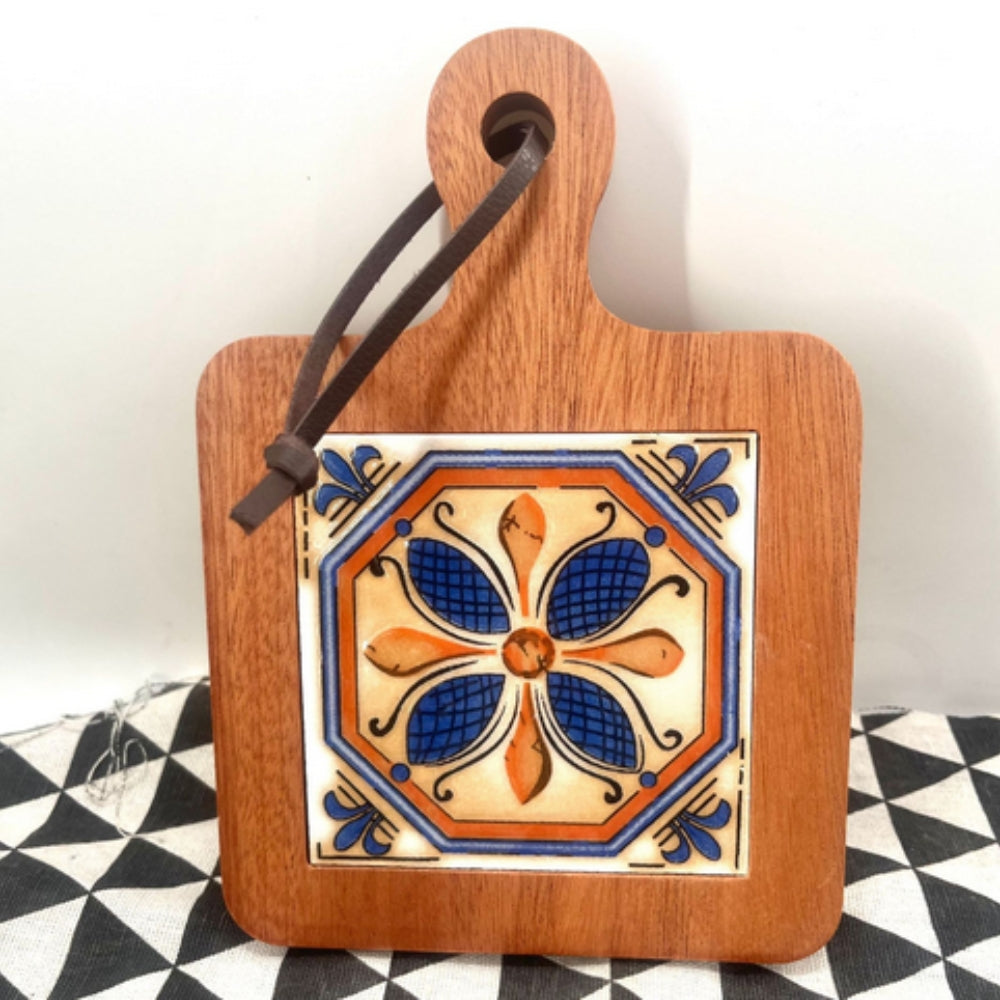 Moroccan Ebony Floral Wooden Trivets — product feature detail