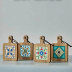 Moroccan Ebony Floral Wooden Trivets — product in use