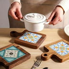 Moroccan Ebony Floral Wooden Trivets — main product photo
