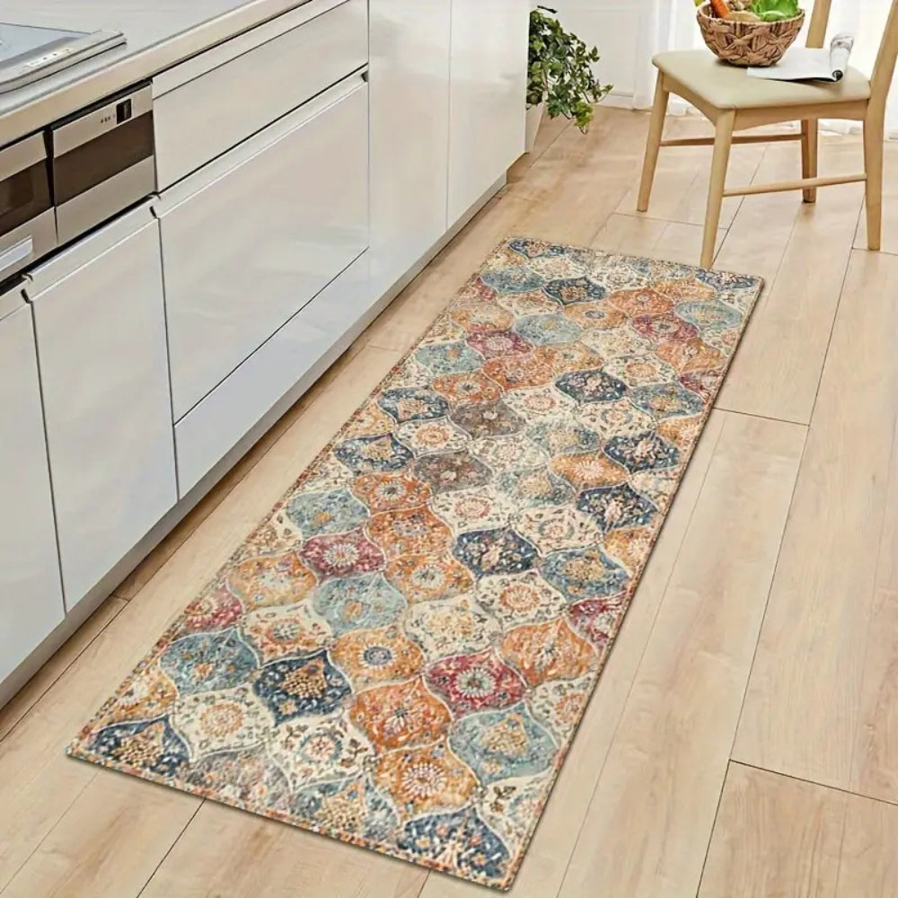 Moroccan Inspired Floral Kitchen Mat — lifestyle shot