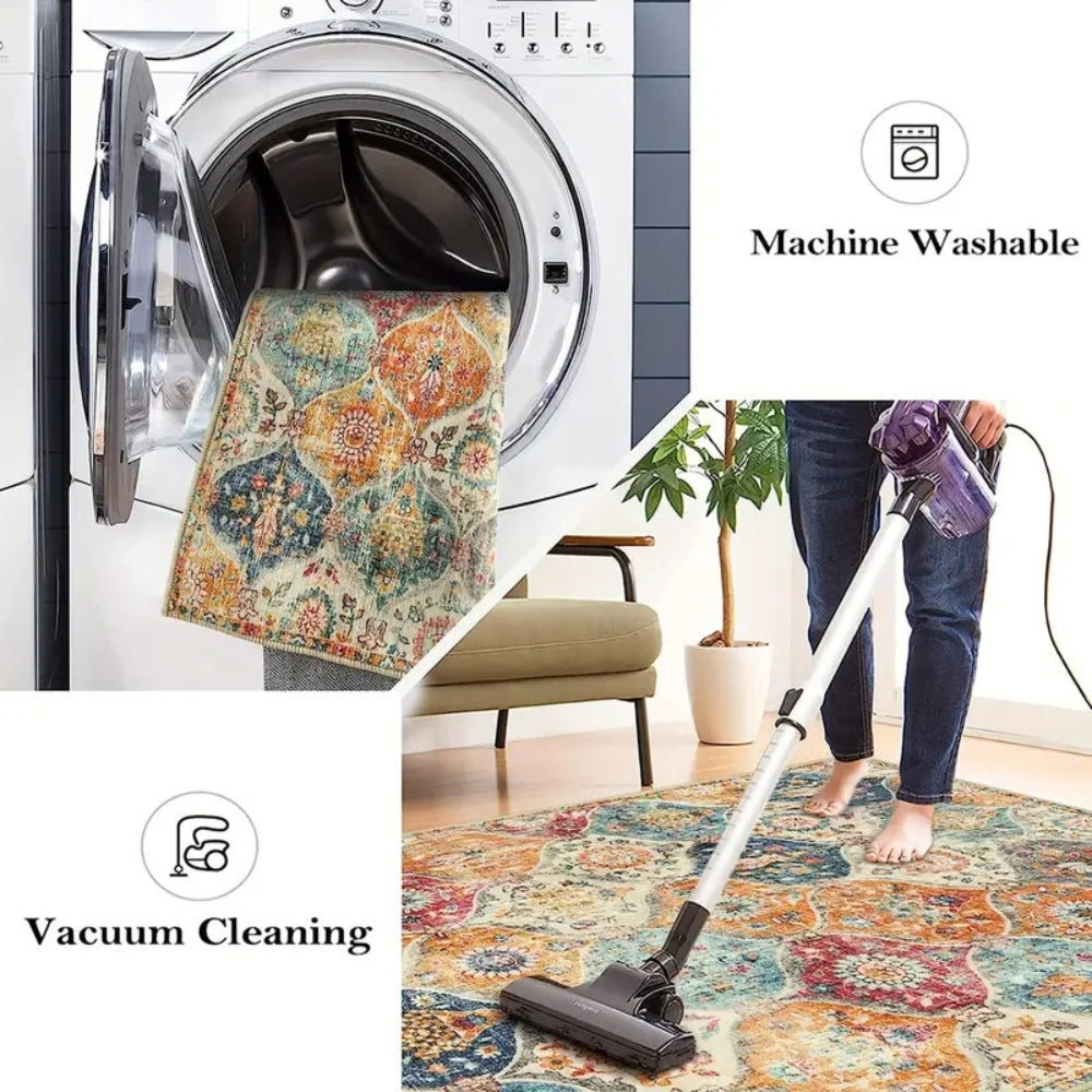 Moroccan Inspired Floral Kitchen Mat — additional view