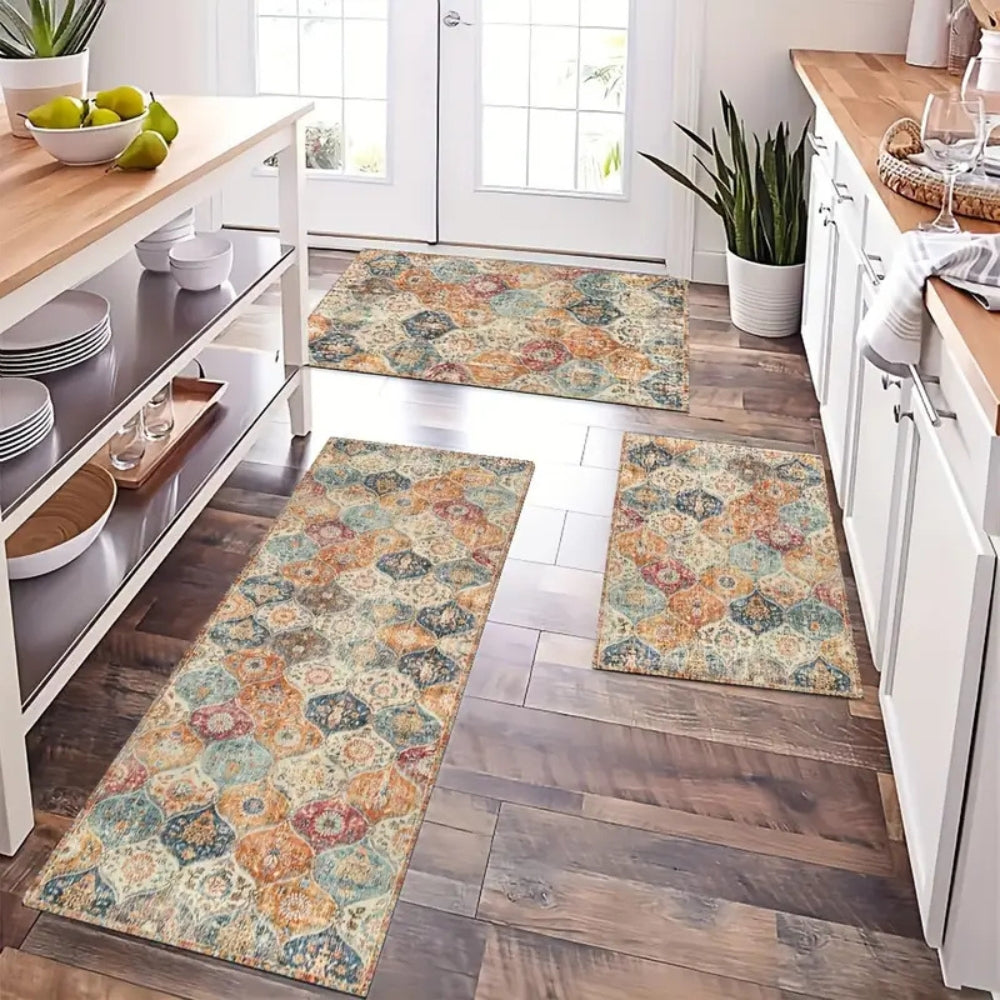 Moroccan Inspired Floral Kitchen Mat — main product photo