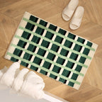 Moss Green Geometric Flock Bath Mat — product close-up