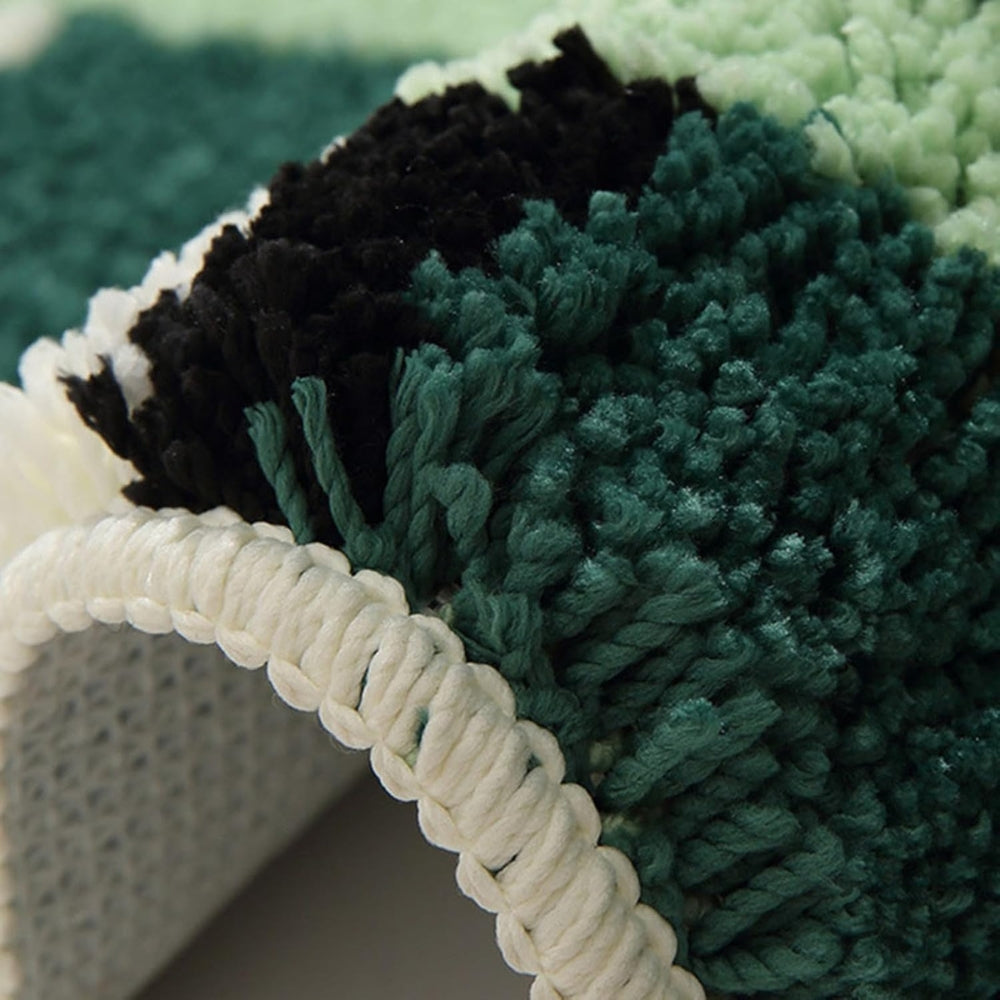 Moss Green Geometric Flock Bath Mat — lifestyle shot