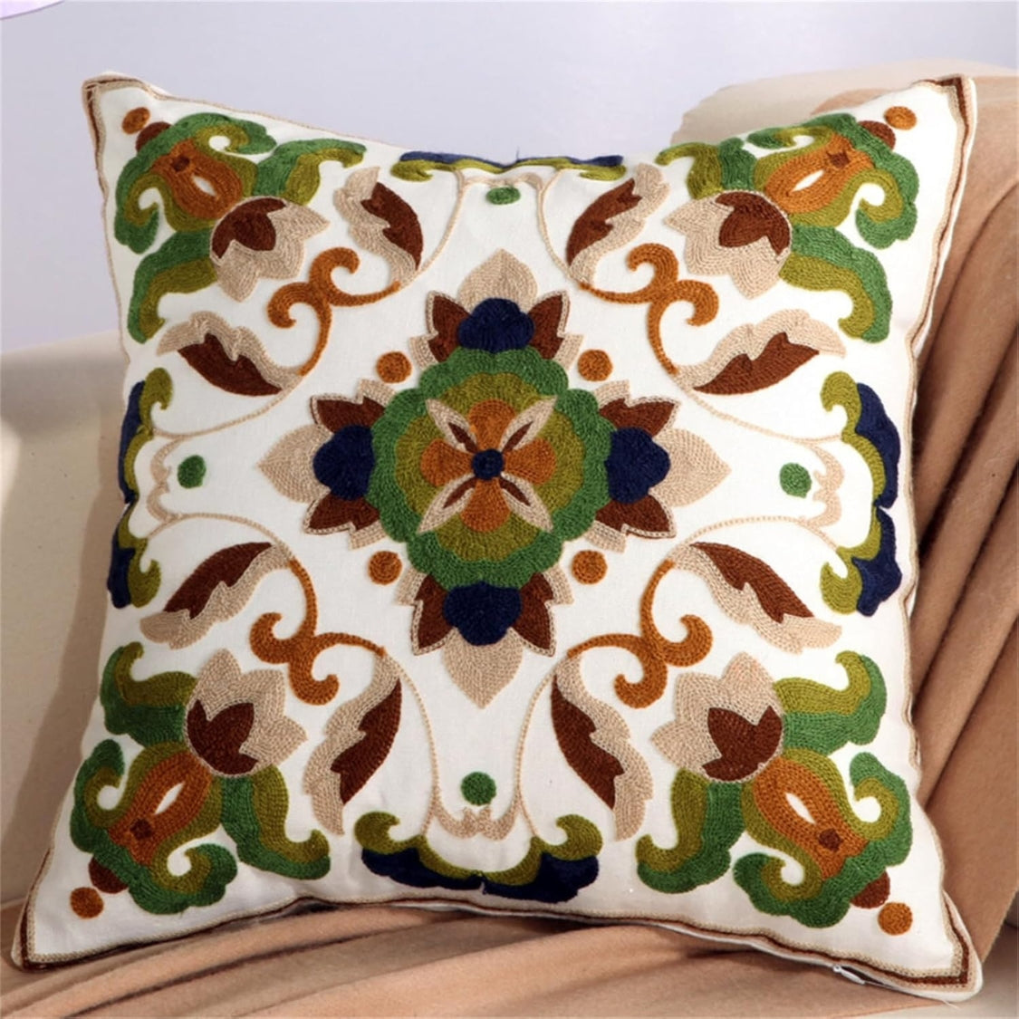 Fleur Classic Embroidery Square Sofa Cushion Cover — lifestyle shot