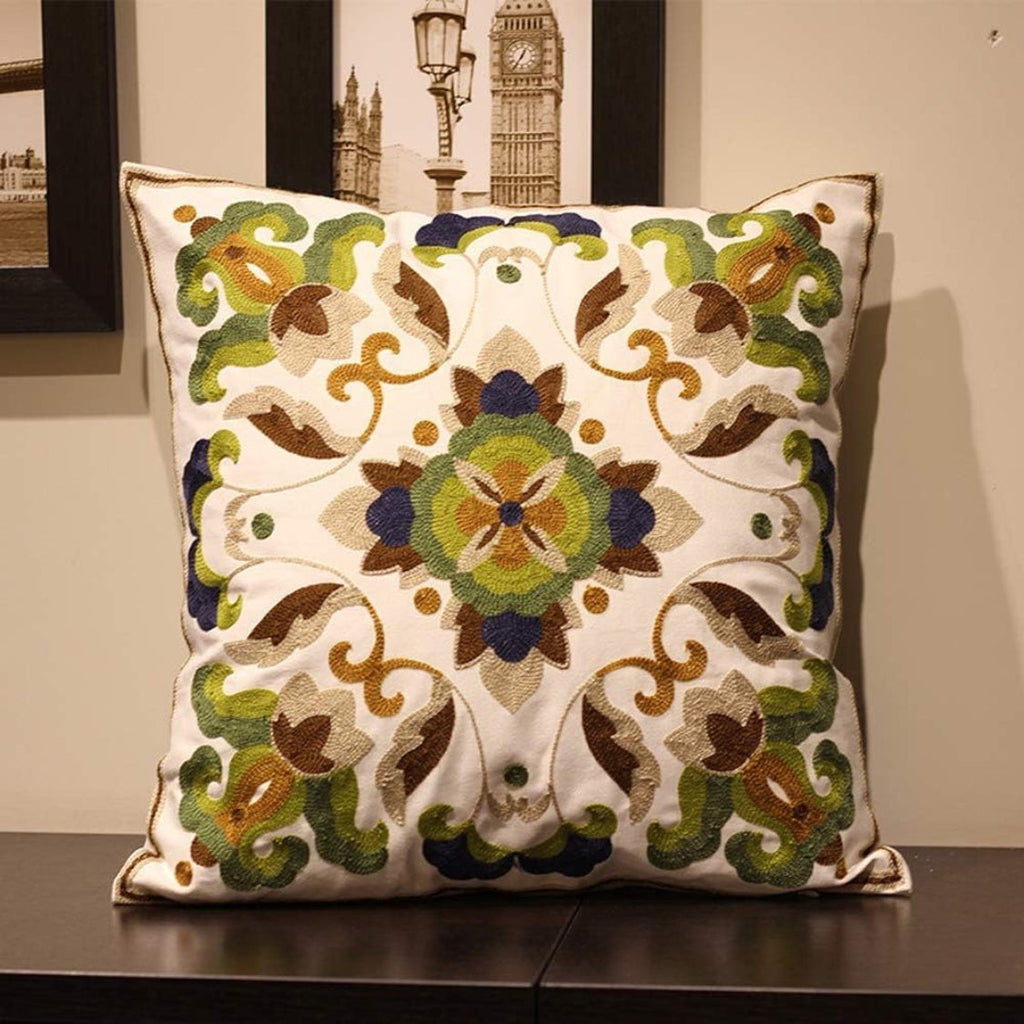 Fleur Classic Embroidery Square Sofa Cushion Cover — main product photo