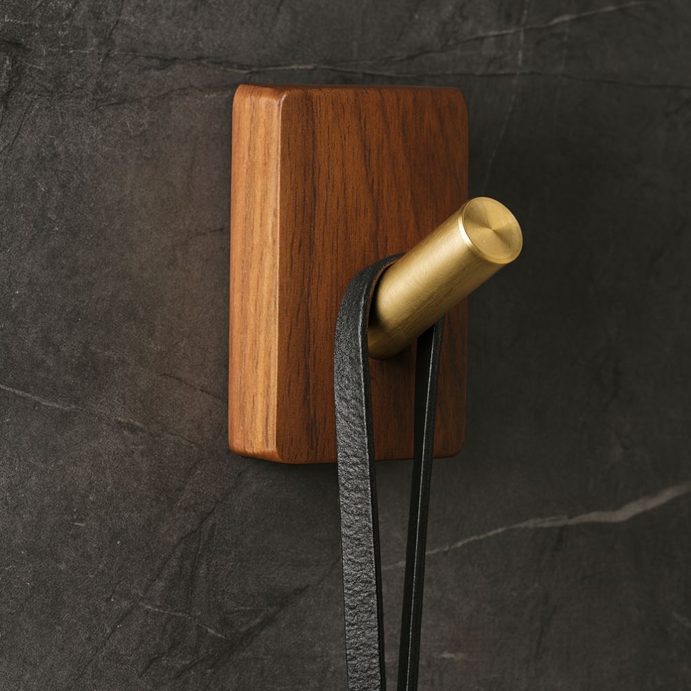 Natural Wood Hook Wall Organiser — product detail view