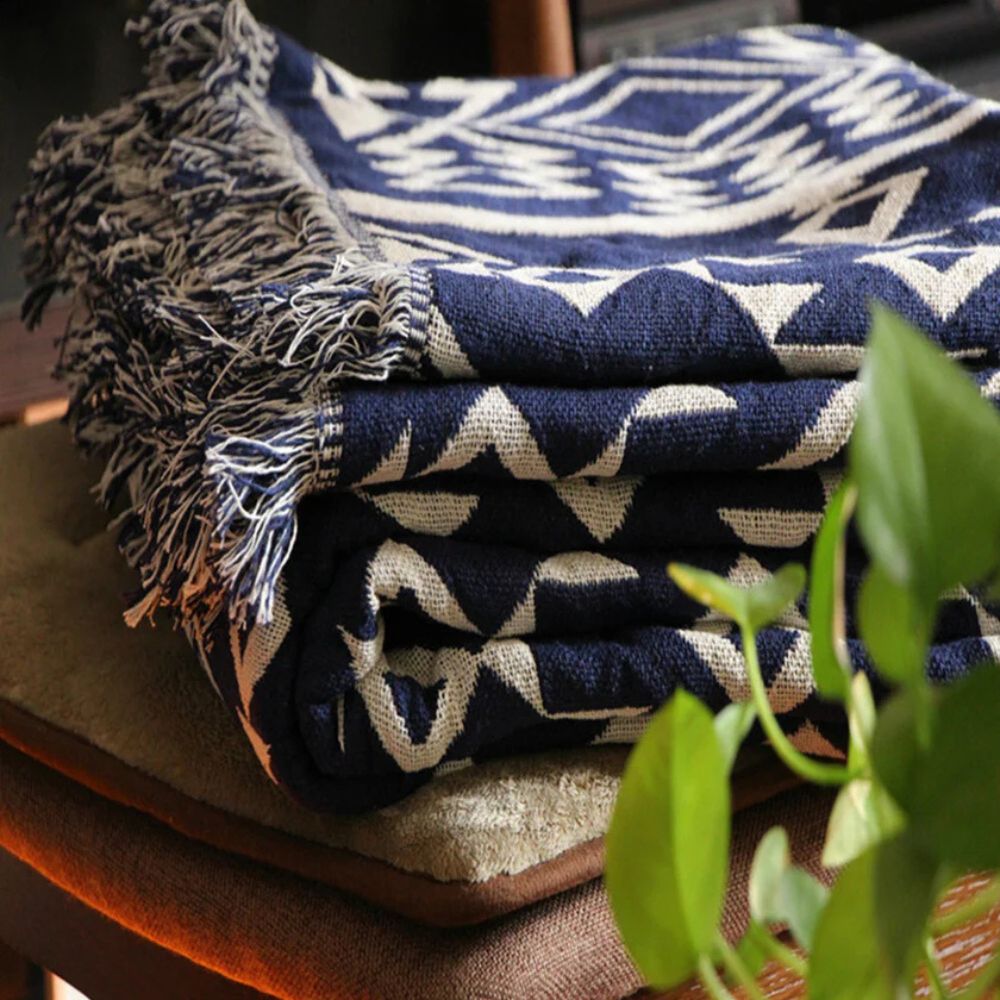 Nomad Weave Boho Throw Blanket — product in use